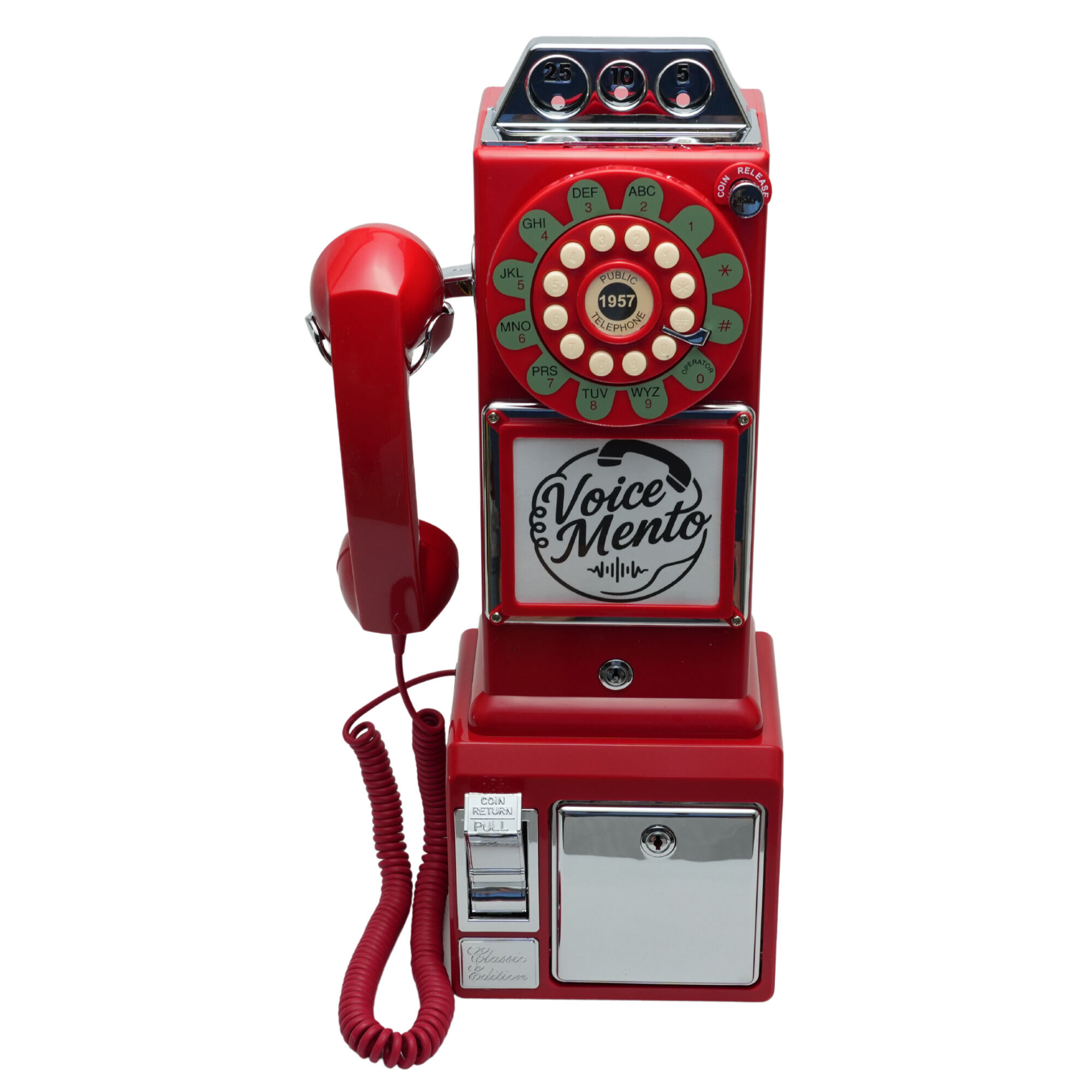 Red VoiceMento payphone audio guestbook