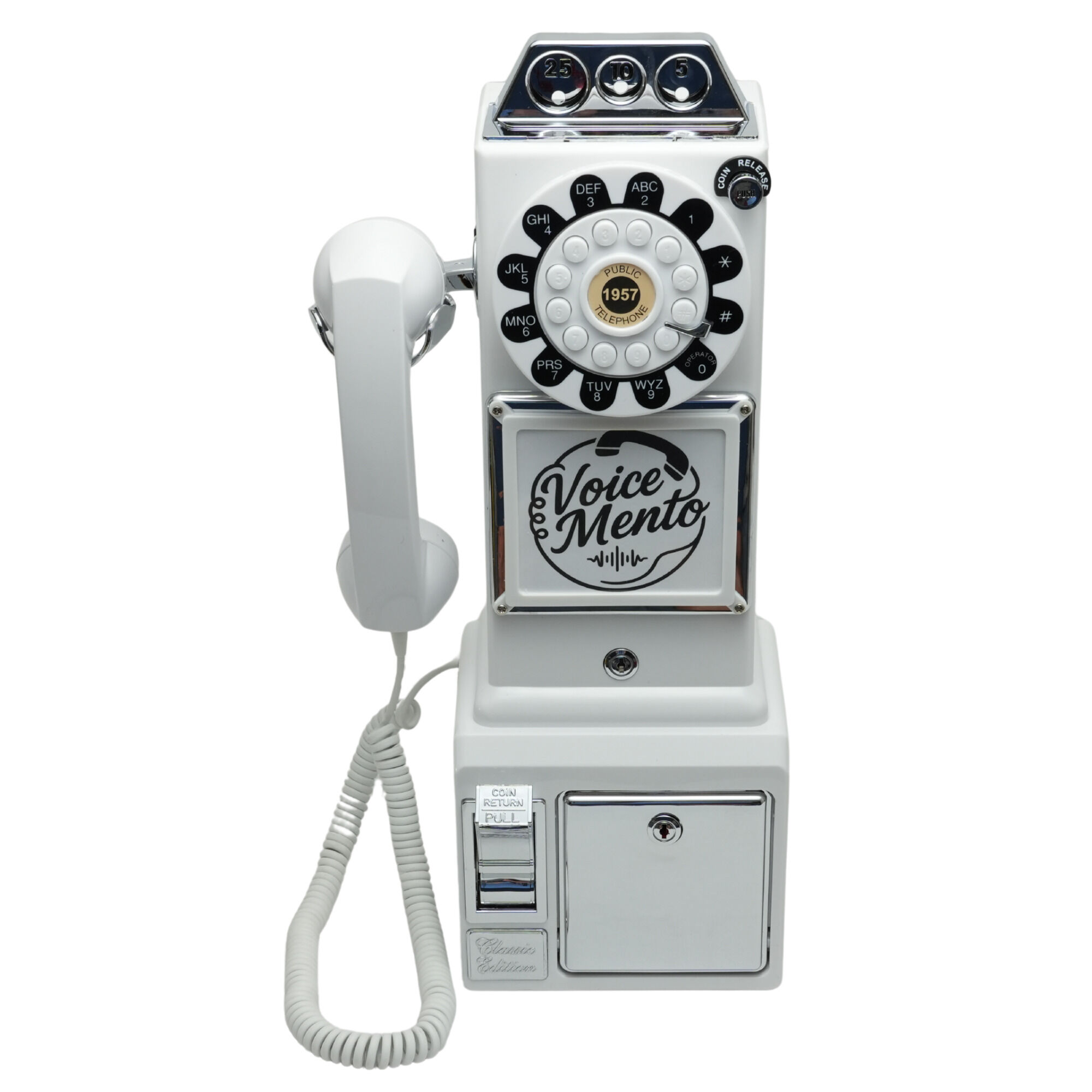 White VoiceMento payphone audio guestbook rental